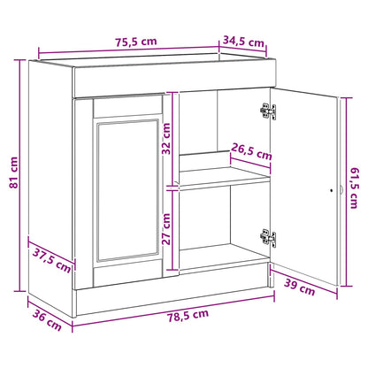 Bathroom under Sink Cabinet Smoked Oak 78.5 x 37.5 x 81 cm