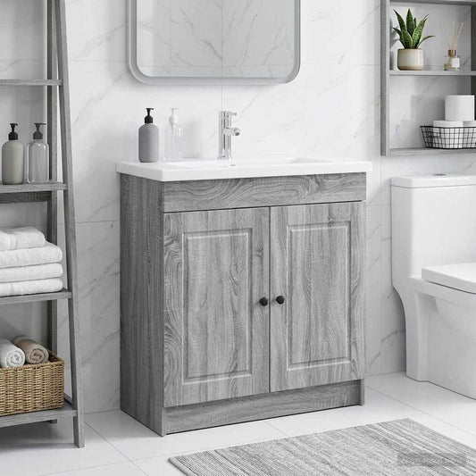 Bathroom under Sink Cabinet Grey Sonoma 78.5 x 37.5 x 81 cm