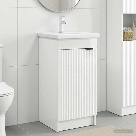 Bathroom Vanity with Sink High Gloss White 42 x 40 x 84.5 cm