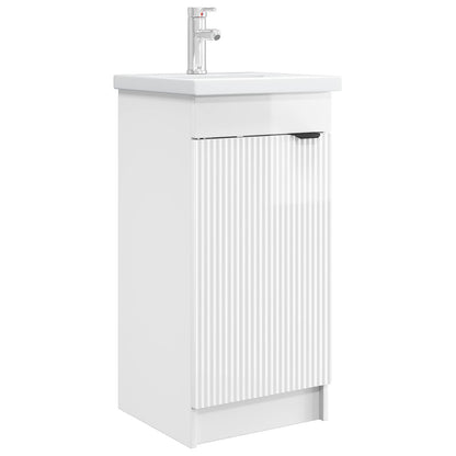 Bathroom Vanity with Sink High Gloss White 42 x 40 x 84.5 cm