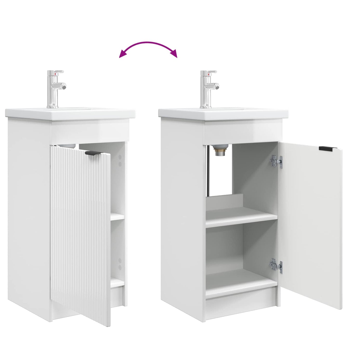 Bathroom Vanity with Sink High Gloss White 42 x 40 x 84.5 cm