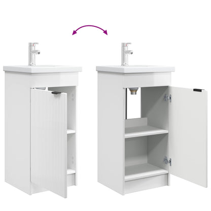 Bathroom Vanity with Sink High Gloss White 42 x 40 x 84.5 cm