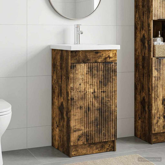 Bathroom Vanity with Sink Smoked Oak 42 x 40 x 84.5 cm