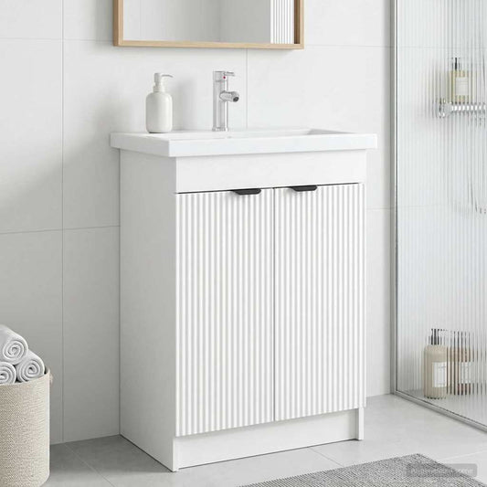 Bathroom under Sink Cabinet White 56 x 37.5 x 81 cm