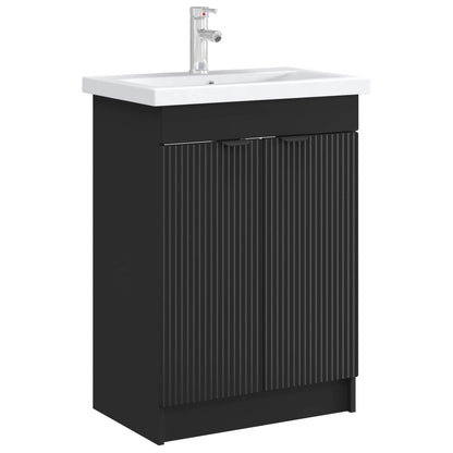 Bathroom under Sink Cabinet Black 56 x 37.5 x 81 cm