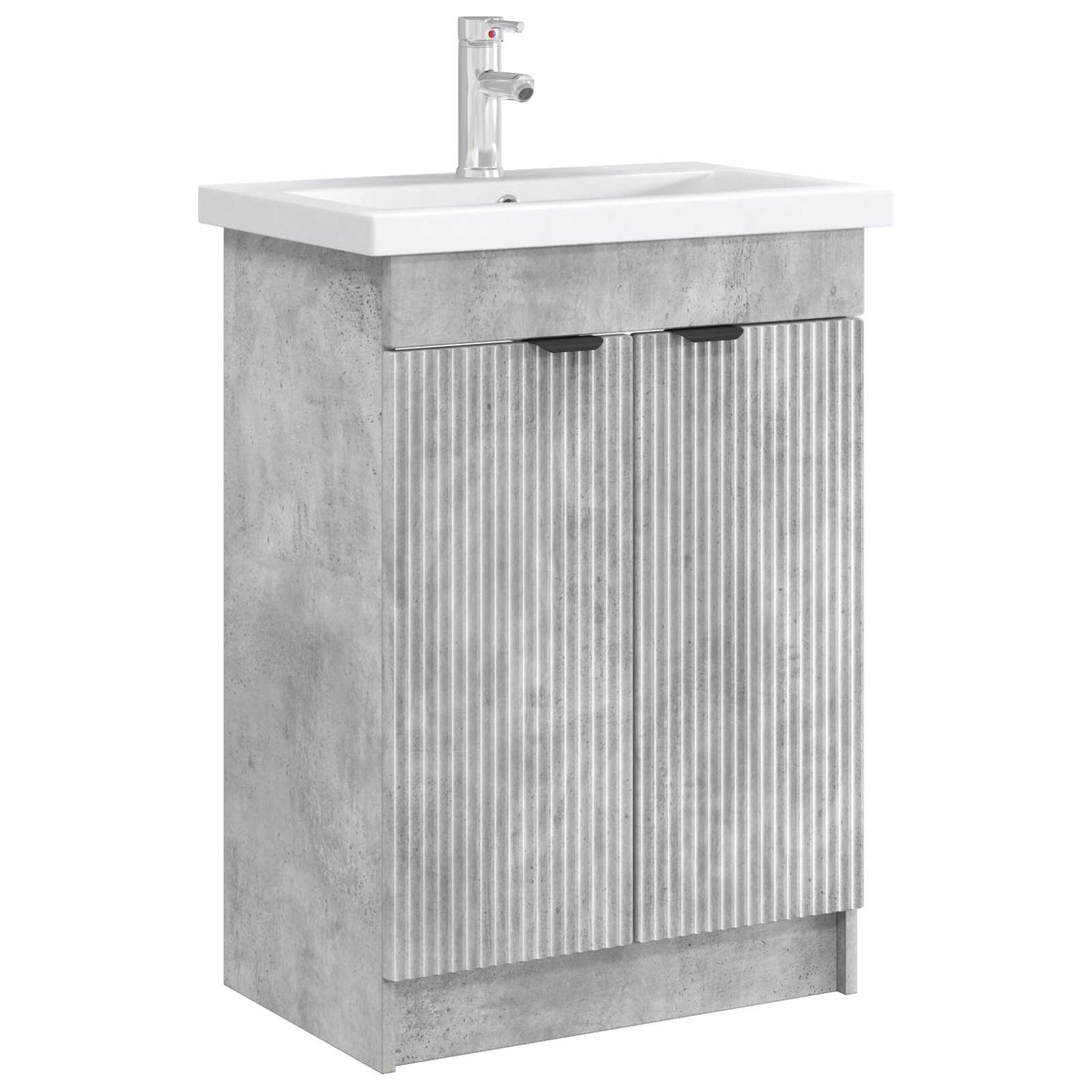 Bathroom under Sink Cabinet Concrete Grey 56 x 37.5 x 81 cm
