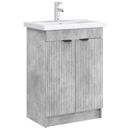 Bathroom under Sink Cabinet Concrete Grey 56 x 37.5 x 81 cm