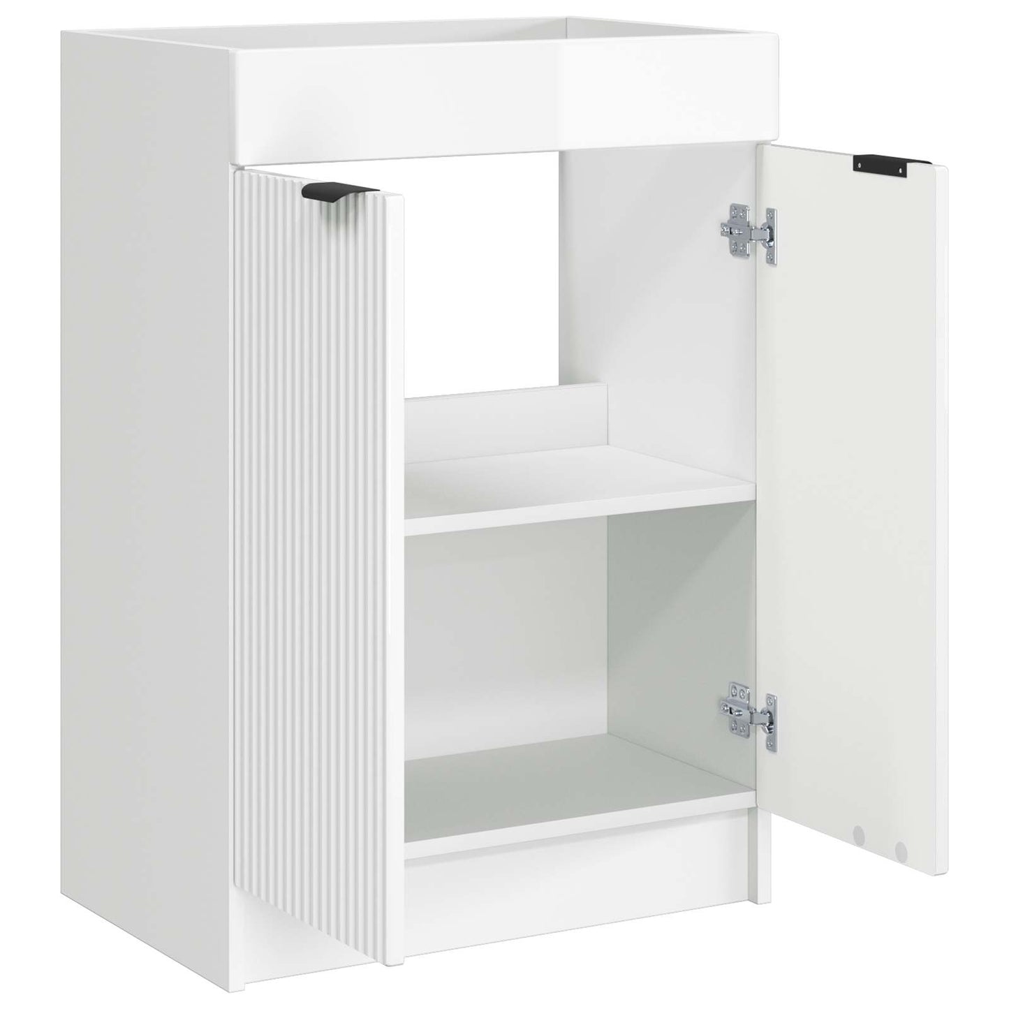 Bathroom under Sink Cabinet High Gloss White 56 x 37.5 x 81 cm