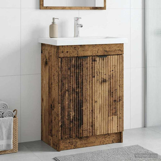 Bathroom under Sink Cabinet Old Wood 56 x 37.5 x 81 cm