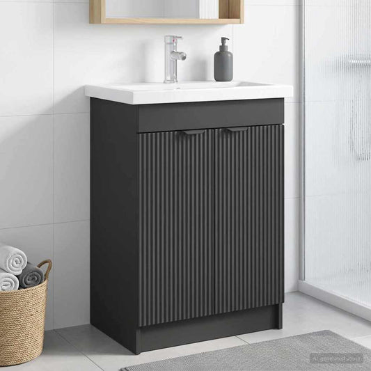 Bathroom under Sink Cabinet Black 78.5 x 37.5 x 81 cm