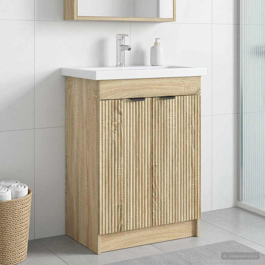 Bathroom under Sink Cabinet Sonoma Oak 78.5 x 37.5 x 81 cm