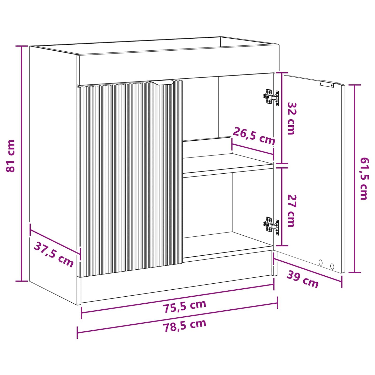 Bathroom under Sink Cabinet Sonoma Oak 78.5 x 37.5 x 81 cm