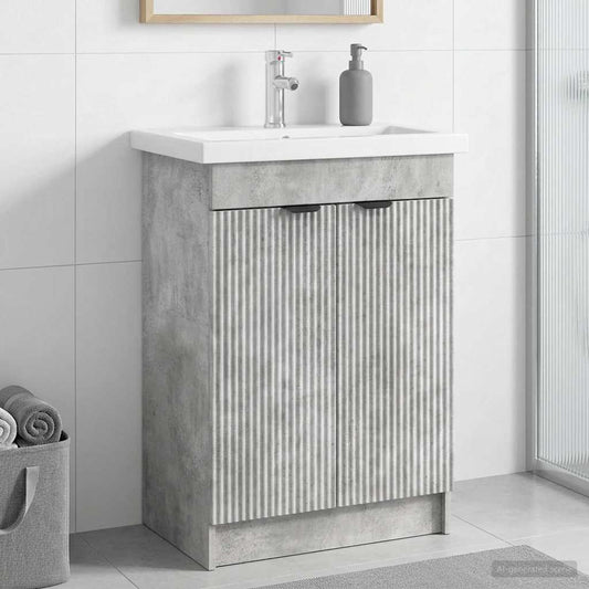 Bathroom under Sink Cabinet Concrete Grey 78.5 x 37.5 x 81 cm