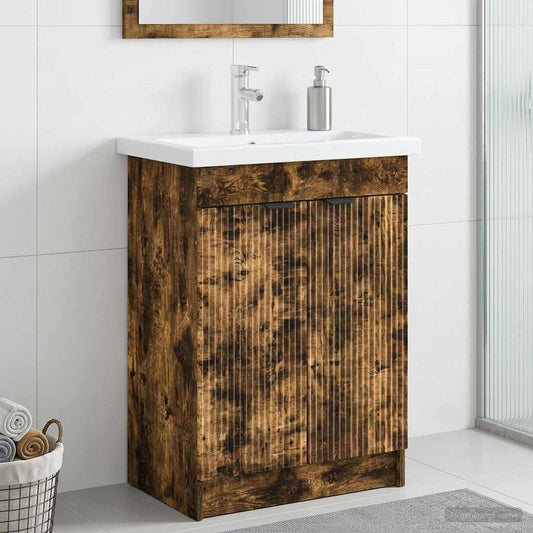 Bathroom under Sink Cabinet Smoked Oak 78.5 x 37.5 x 81 cm
