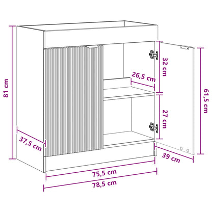 Bathroom under Sink Cabinet Smoked Oak 78.5 x 37.5 x 81 cm