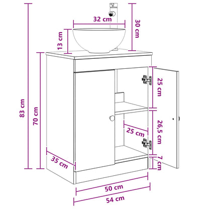 Bathroom Vanity with Sink White 54 x 35 x 83 cm Engineered Wood