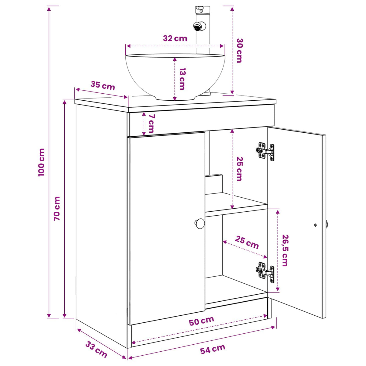 Bathroom Sink Cabinet Black 54 x 35 x 100 cm Engineered Wood