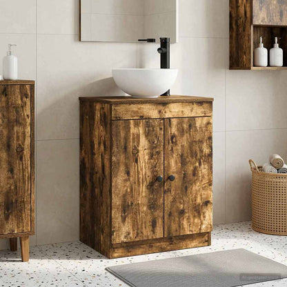 Bathroom Vanity with Sink Smoked Oak 54 x 35 x 83 cm