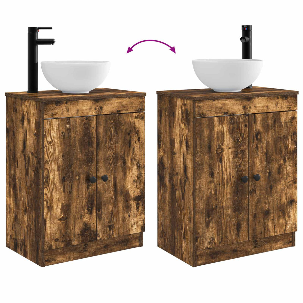 Bathroom Sink Cabinet Smoked Oak 54 x 35 x 100 cm