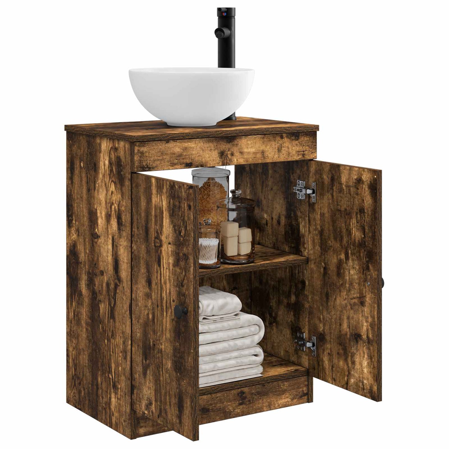 Bathroom Vanity with Sink Smoked Oak 54 x 35 x 83 cm