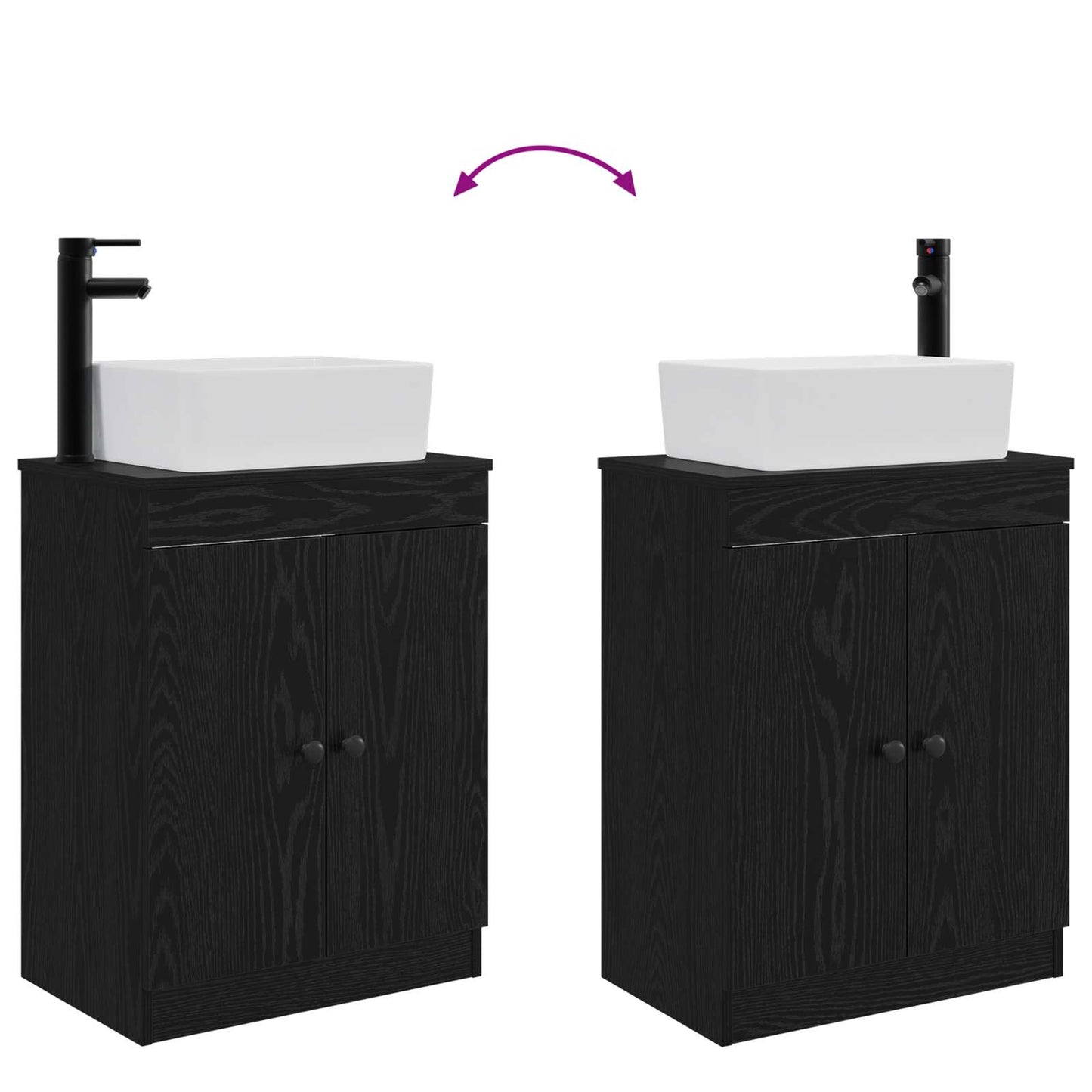 Bathroom Vanity with Sink Black 54 x 35 x 83 cm Engineered Wood