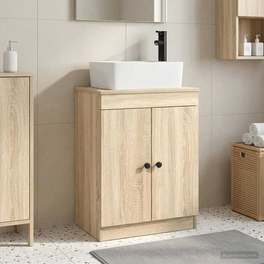 Bathroom Vanity with Sink Sonoma Oak 54 x 35 x 83 cm