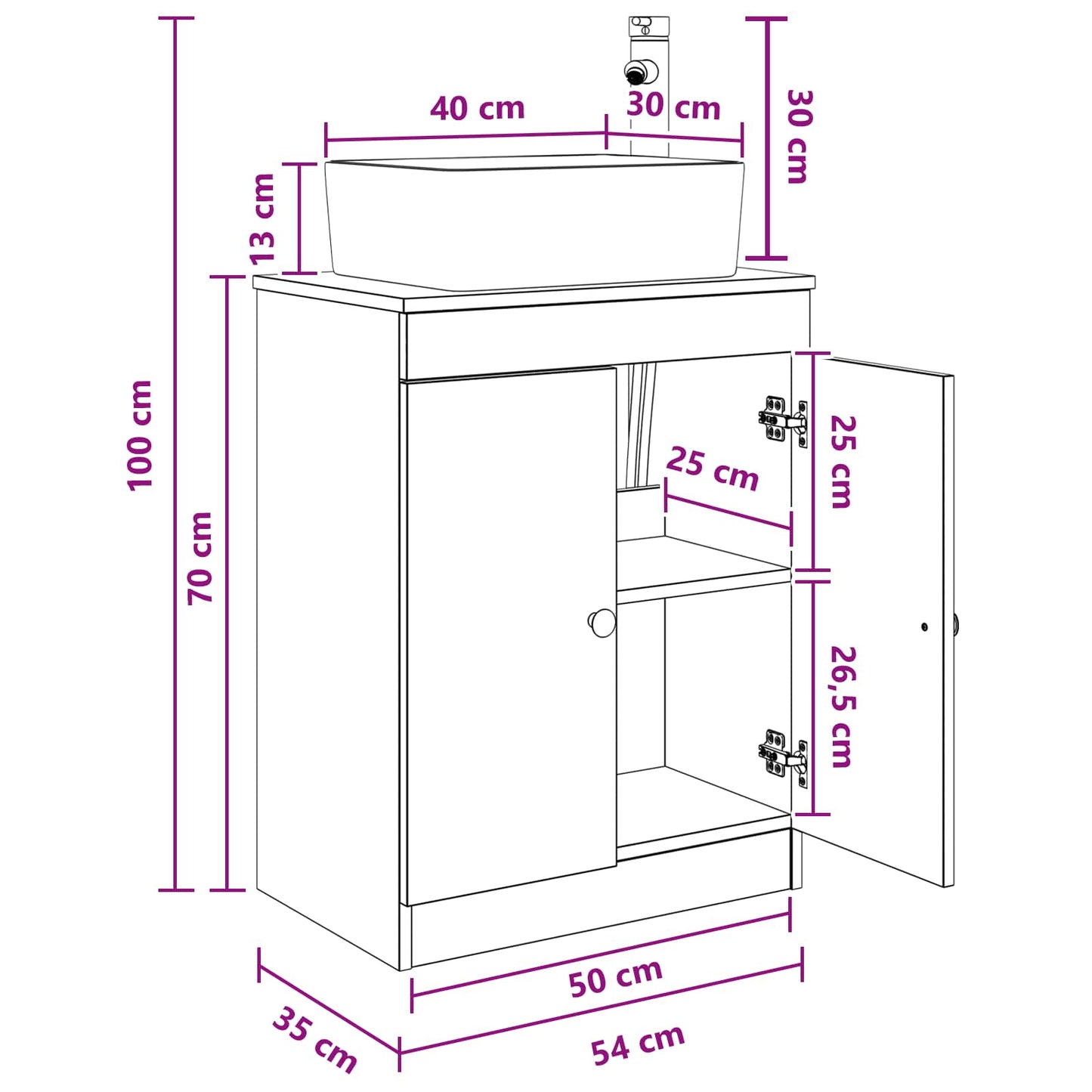 Bathroom Vanity with Sink Concrete Grey 54 x 35 x 83 cm
