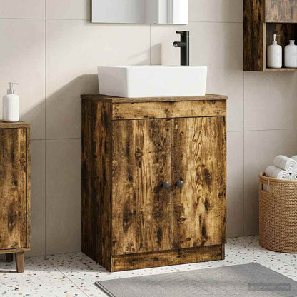 Bathroom Vanity with Sink Smoked Oak 54 x 35 x 83 cm