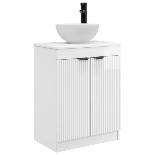 Bathroom Vanity with Sink High Gloss White 54 x 35 x 83 cm
