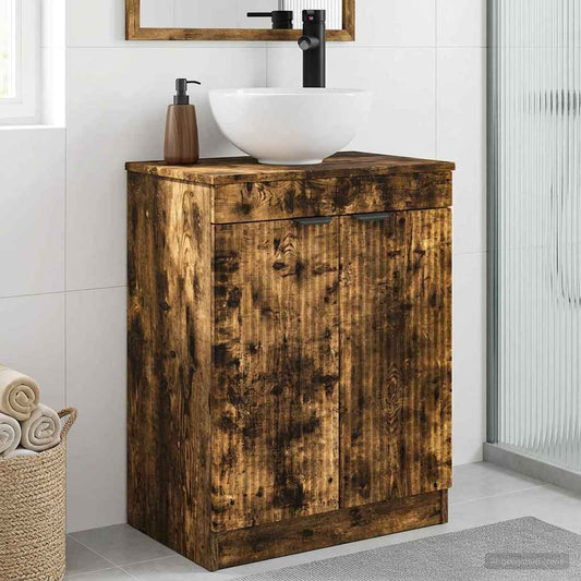 Bathroom Vanity with Sink Smoked Oak 54 x 35 x 83 cm