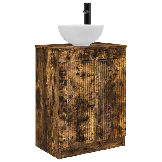 Bathroom Vanity with Sink Smoked Oak 54 x 35 x 83 cm