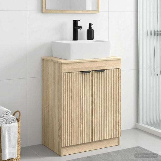 Bathroom Vanity with Sink Sonoma Oak 54 x 35 x 83 cm