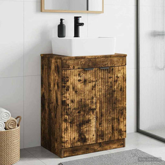 Bathroom Vanity with Sink Smoked Oak 54 x 35 x 83 cm
