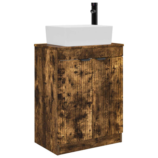 Bathroom Vanity with Sink Smoked Oak 54 x 35 x 83 cm
