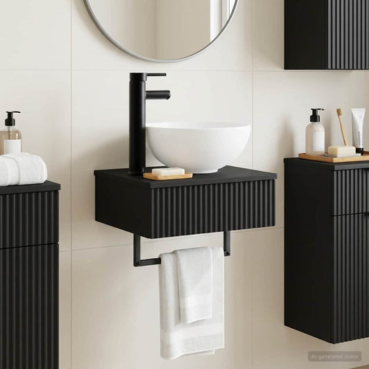 Wall-Mounted Wash Basin Black 40 x 35 x 39 cm Engineered Wood