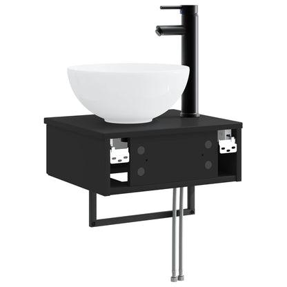 Wall-Mounted Wash Basin Black 40 x 35 x 39 cm Engineered Wood