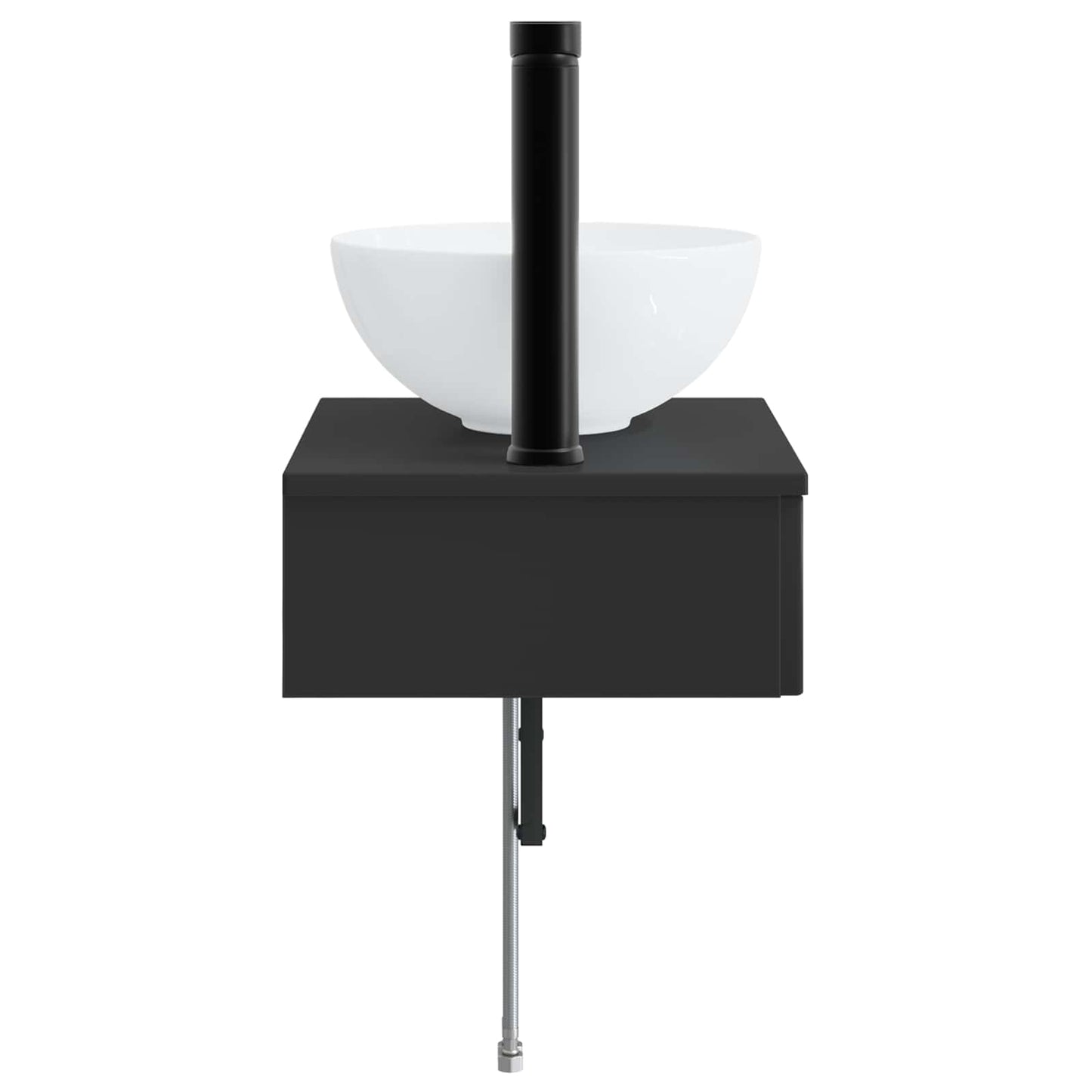 Wall-Mounted Wash Basin Black 40 x 35 x 39 cm Engineered Wood