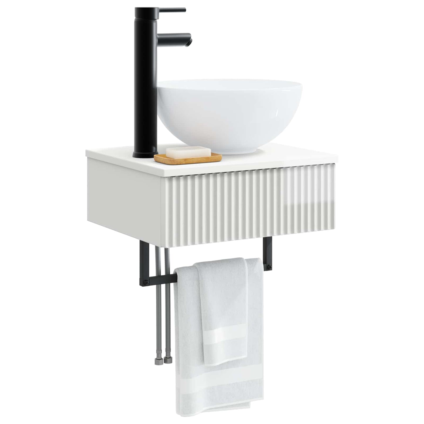 Wall-Mounted Wash Basin High Gloss White 40 x 35 x 39 cm