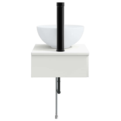 Wall-Mounted Wash Basin High Gloss White 40 x 35 x 39 cm