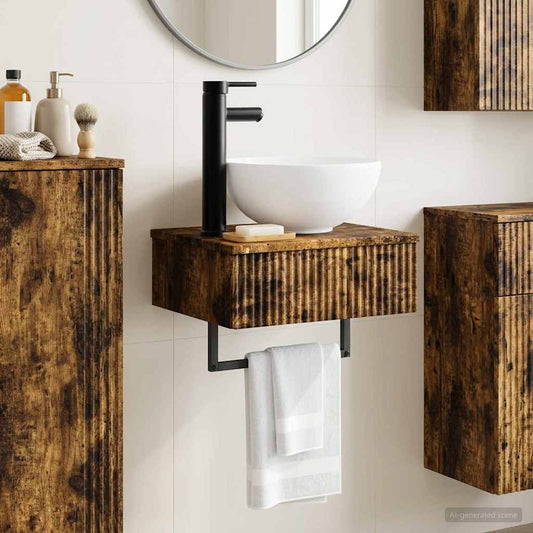 Wall-Mounted Wash Basin Smoked Oak 40 x 35 x 39 cm