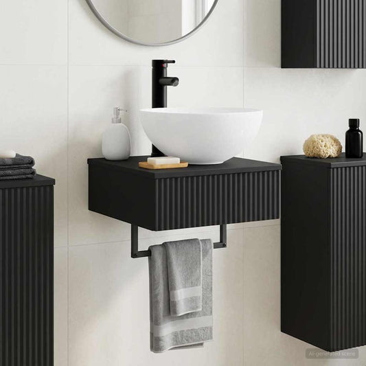 Wall-Mounted Wash Basin Black 40 x 41 x 40.5 cm Engineered Wood