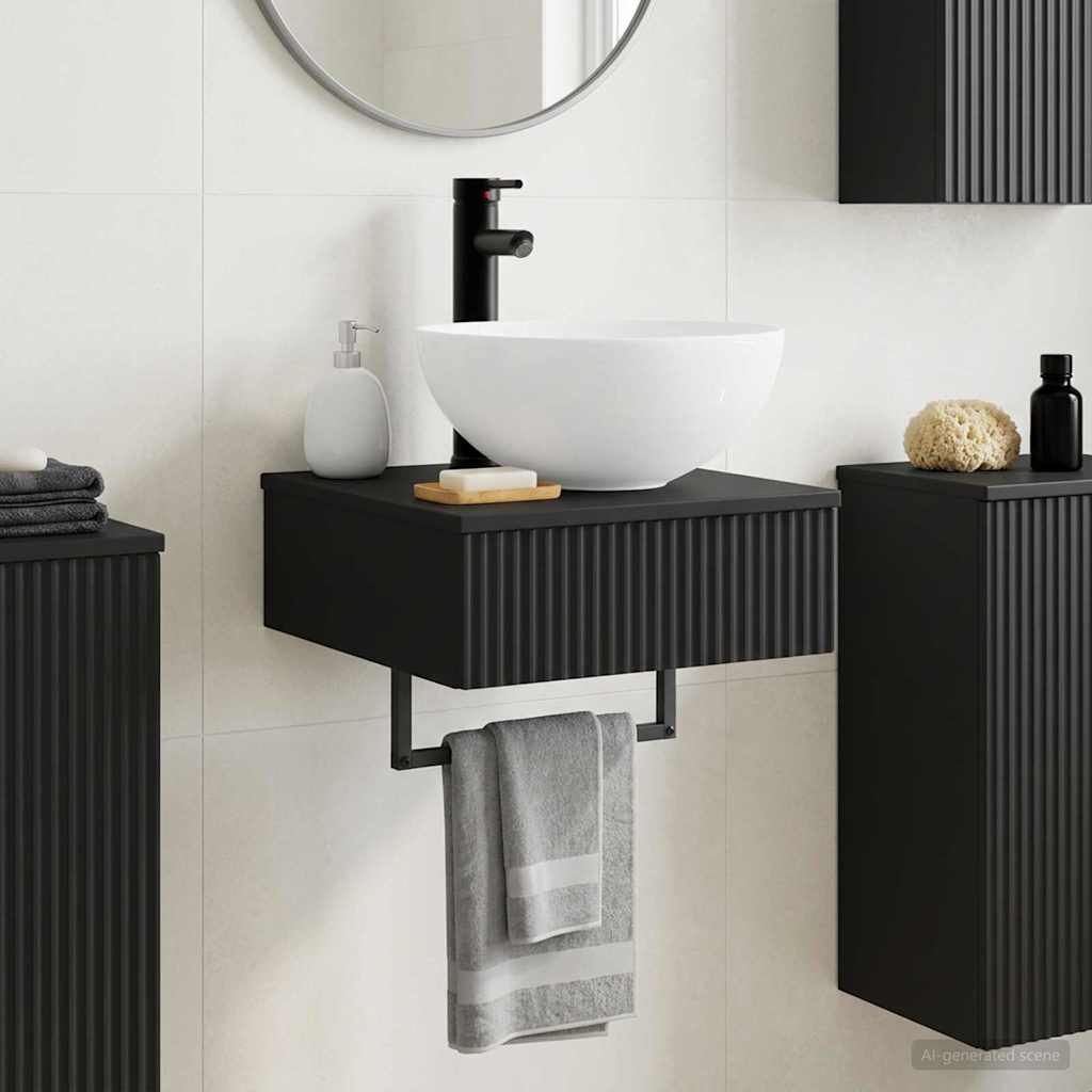 Wall-Mounted Wash Basin Black 40 x 41 x 40.5 cm Engineered Wood
