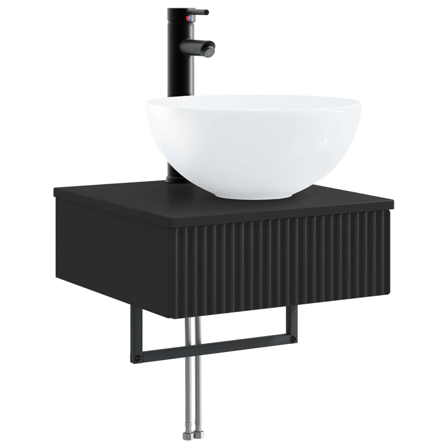 Wall-Mounted Wash Basin Black 40 x 41 x 40.5 cm Engineered Wood