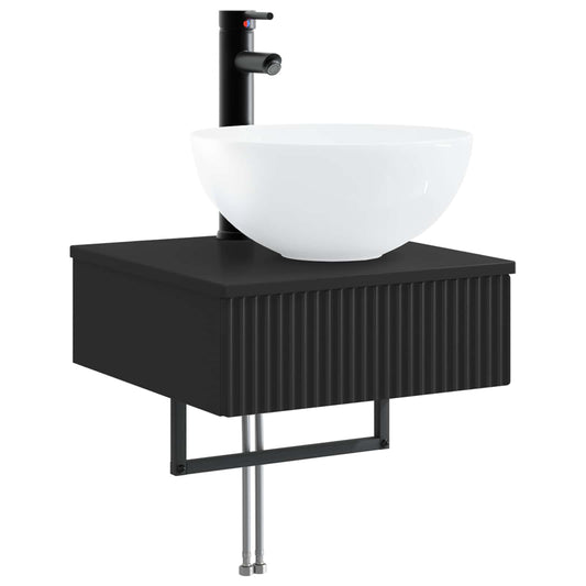 Wall-Mounted Wash Basin Black 40 x 41 x 40.5 cm Engineered Wood