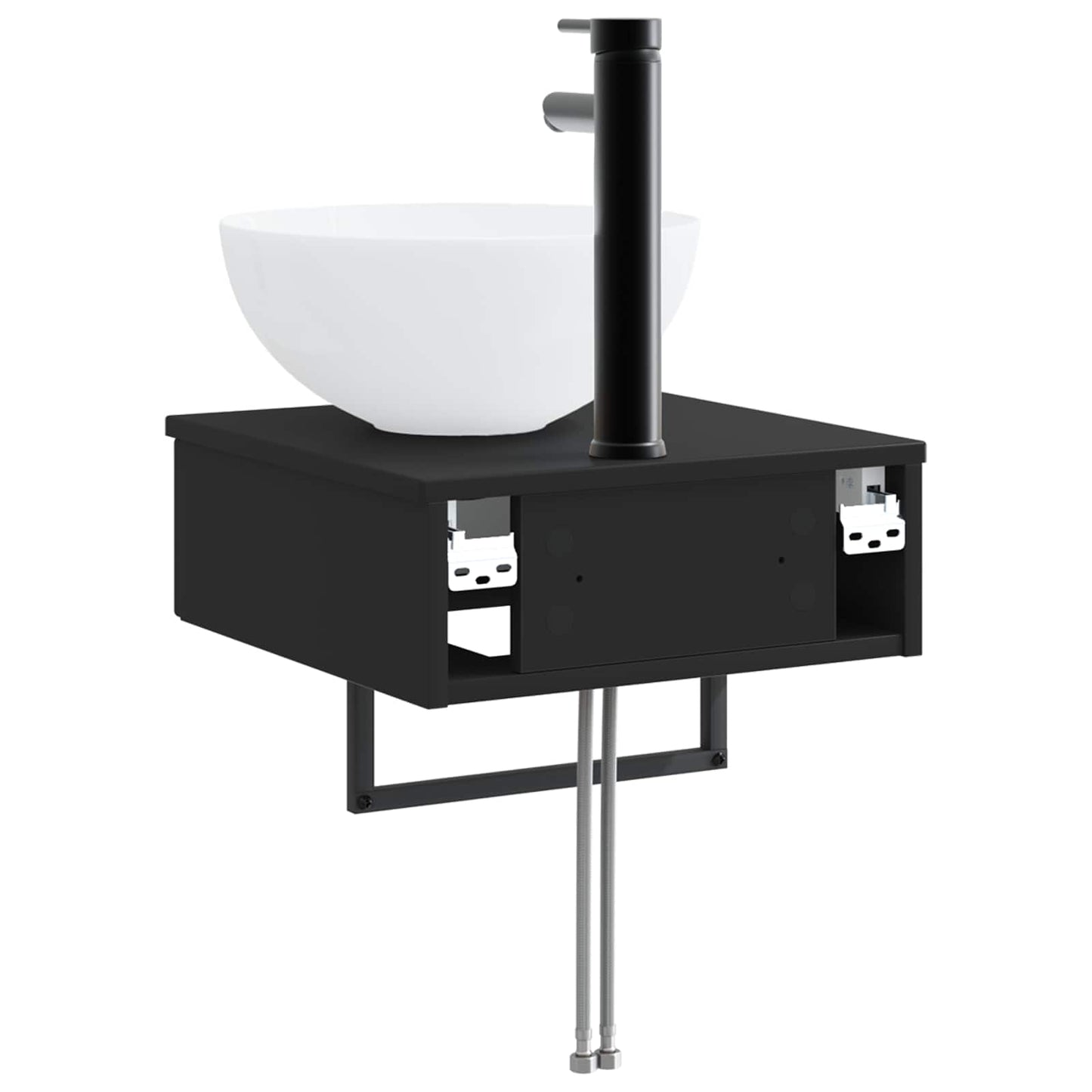 Wall-Mounted Wash Basin Black 40 x 41 x 40.5 cm Engineered Wood