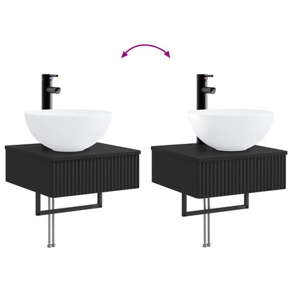 Wall-Mounted Wash Basin Black 40 x 41 x 40.5 cm Engineered Wood