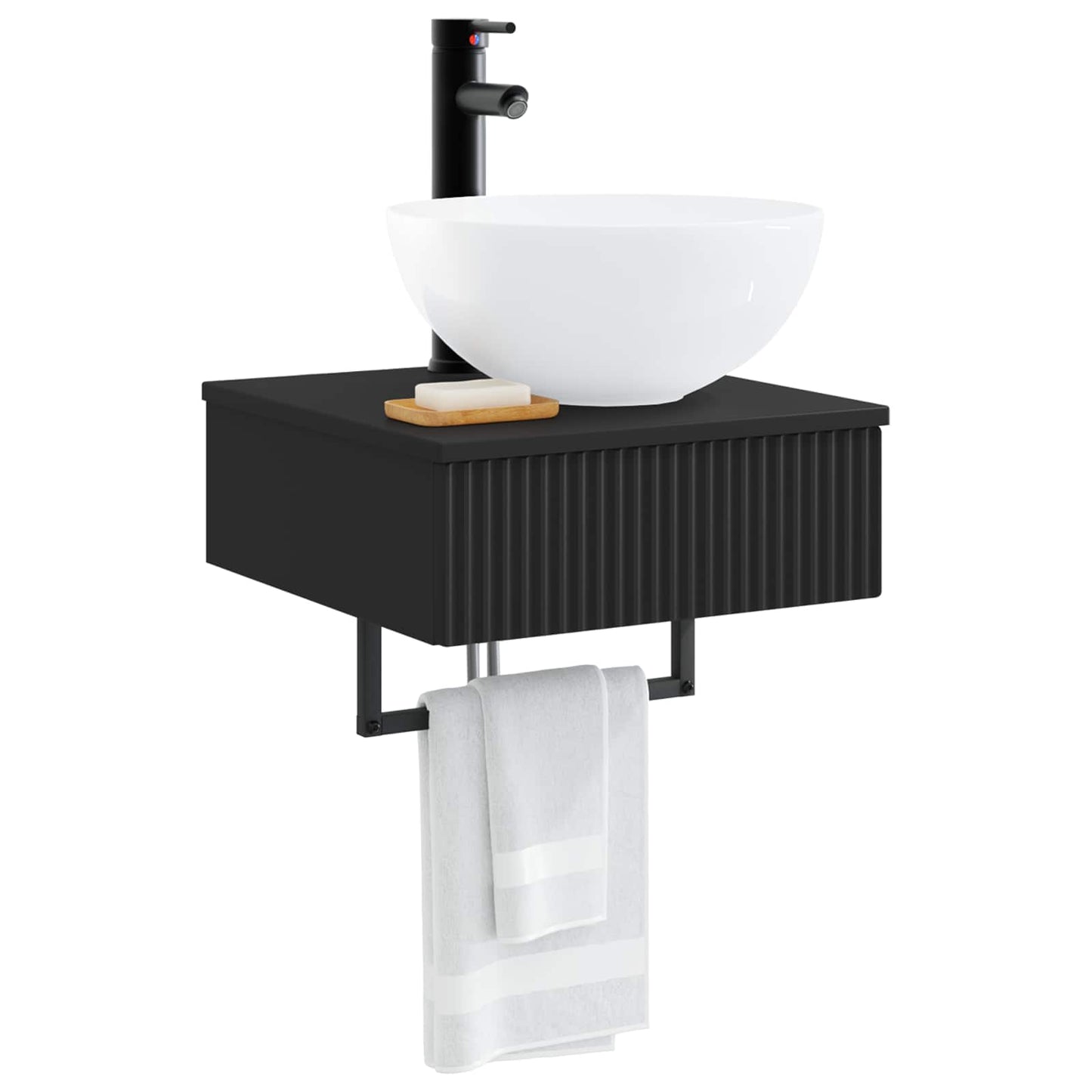 Wall-Mounted Wash Basin Black 40 x 41 x 40.5 cm Engineered Wood