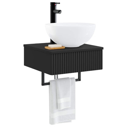 Wall-Mounted Wash Basin Black 40 x 41 x 40.5 cm Engineered Wood