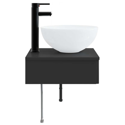 Wall-Mounted Wash Basin Black 40 x 41 x 40.5 cm Engineered Wood