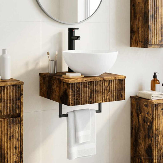Wall-Mounted Wash Basin Smoked Oak 40 x 41 x 40.5 cm